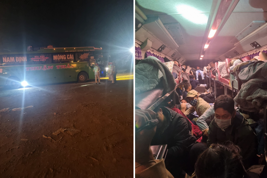 Trạm Cảnh sát giao thông Quang Trung phạt 20 triệu đồng 1 xe khách chở quá gấp đôi số người quy định